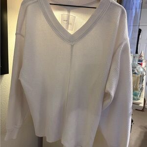 Aerie Classic Cream V-Neck Sweater